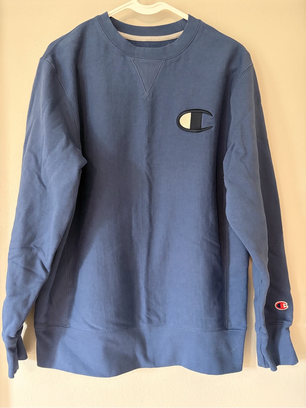 Champion Blue Crewneck Sweatshirt with Small Logo